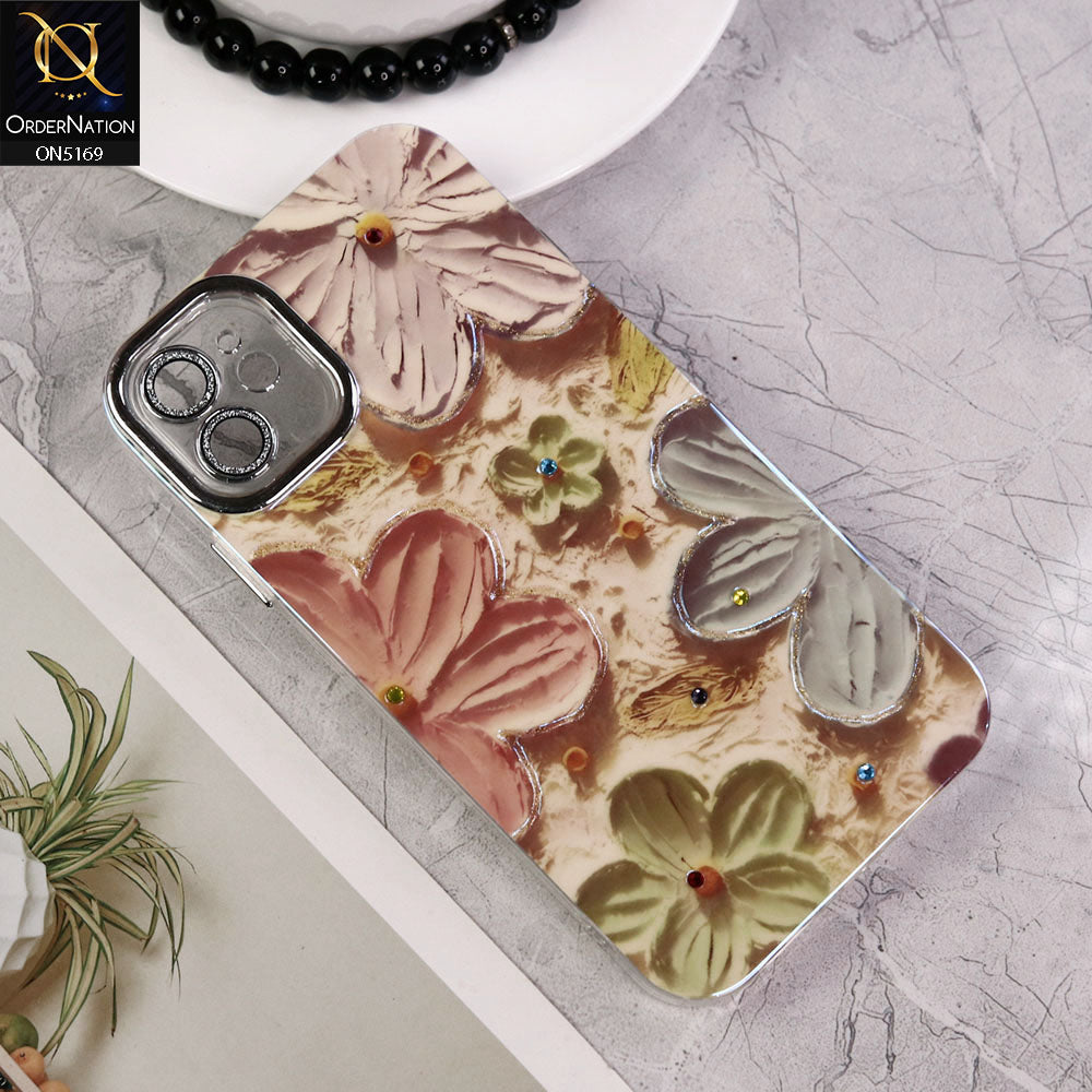 iPhone 11 Cover - Design4 - New Shiny Holographic Floral Design With Stylish Camera Lens Protection Soft Border Case