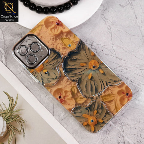 iPhone 12 Pro Cover - Design2 - New Shiny Holographic Floral Design With Stylish Camera Lens Protection Soft Border Case