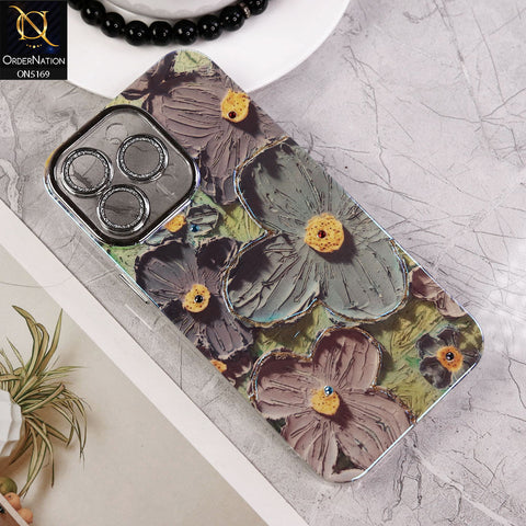 iPhone 12 Pro Max Cover - Design3 - New Shiny Holographic Floral Design With Stylish Camera Lens Protection Soft Border Case