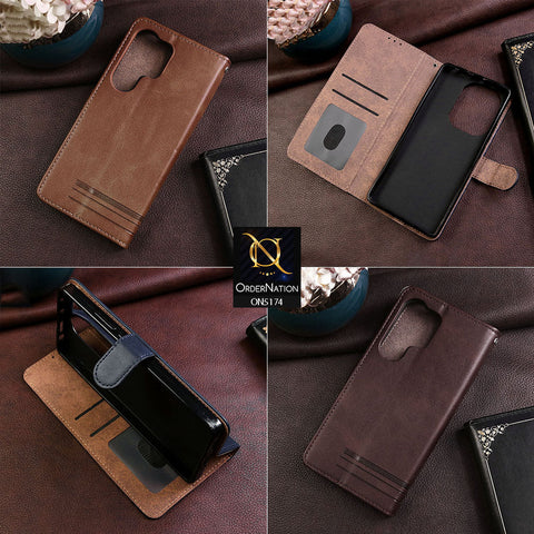 Infinix Note 40 Cover - Dark Brown -  Premium Magnetic Leather Wallet Flip book Card Slots Soft Case