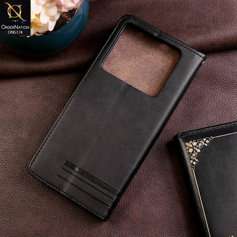 Infinix Note 40 Cover - Black -  Premium Magnetic Leather Wallet Flip book Card Slots Soft Case