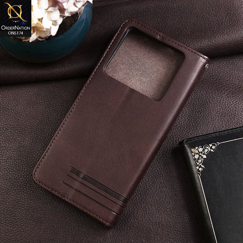 Infinix Note 40 Cover - Dark Brown -  Premium Magnetic Leather Wallet Flip book Card Slots Soft Case