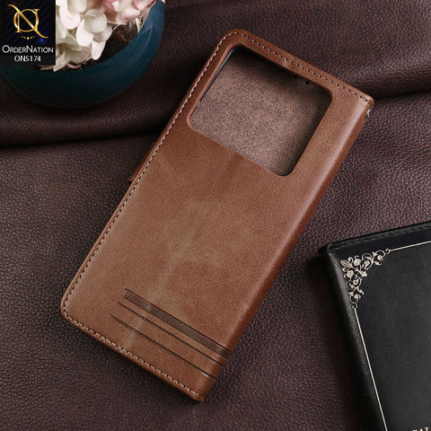 Infinix Note 40 Cover - Light Brown -  Premium Magnetic Leather Wallet Flip book Card Slots Soft Case