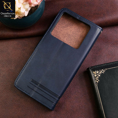 Infinix Note 40 Pro Cover - Blue -  Premium Magnetic Leather Wallet Flip book Card Slots Soft Case