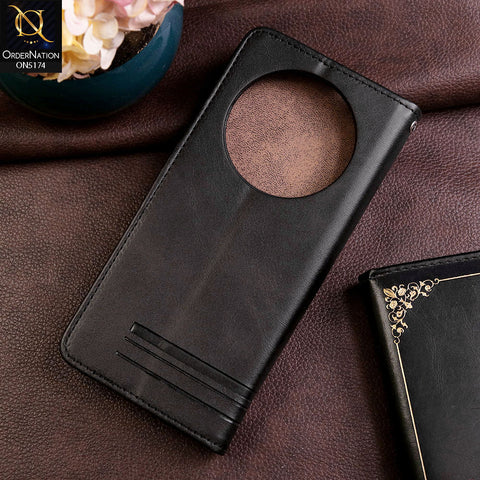 Xiaomi Redmi A3 Cover - Black -  Premium Magnetic Leather Wallet Flip book Card Slots Soft Case