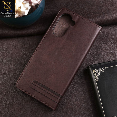 Vivo Y18 Cover - Dark Brown - Premium Magnetic Leather Wallet Flip book Card Slots Soft Case