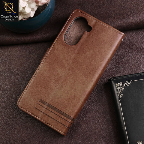 Vivo Y03 Cover - Light Brown - Premium Magnetic Leather Wallet Flip book Card Slots Soft Case