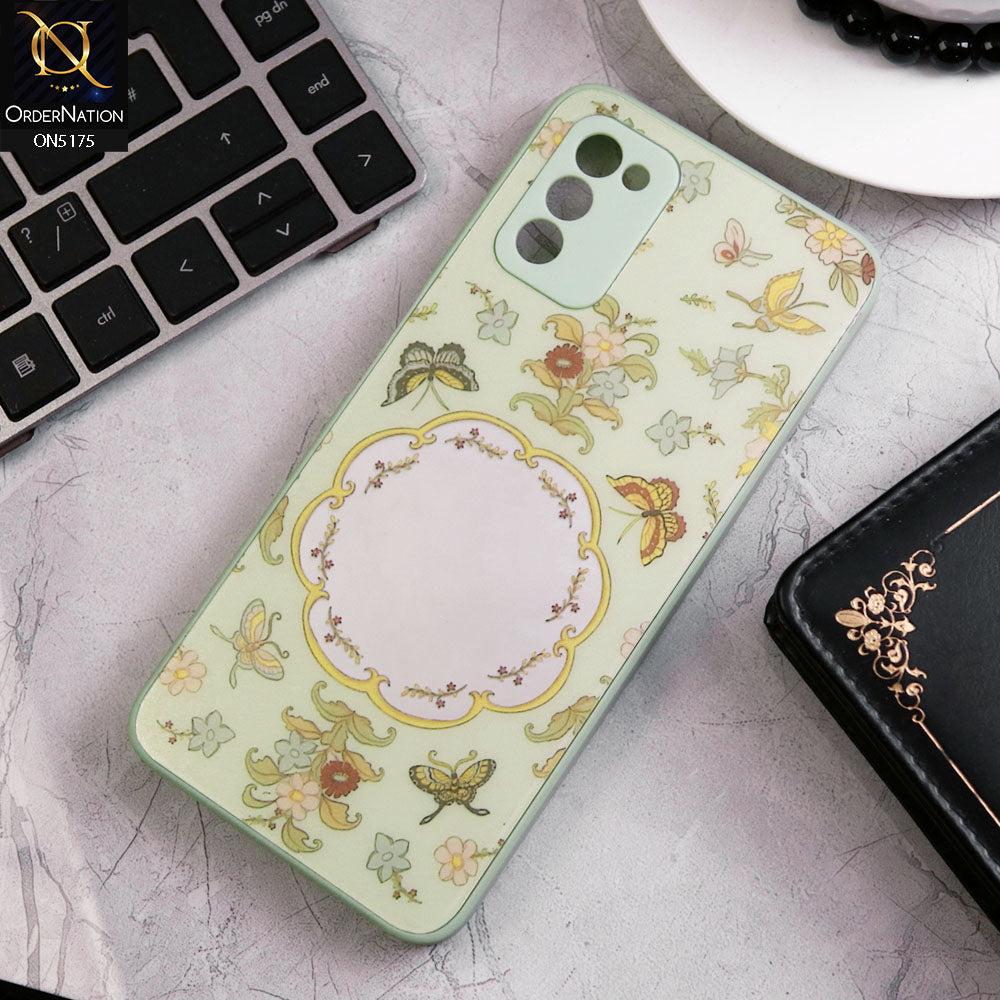 Samsung Galaxy M02s Cover - Green - Trendy Printed Spring Floral Design Mirror Soft Border Case With Camera Protection