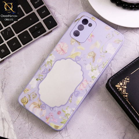 Samsung Galaxy A03s Cover - Purple - Trendy Printed Spring Floral Design Mirror Soft Border Case With Camera Protection