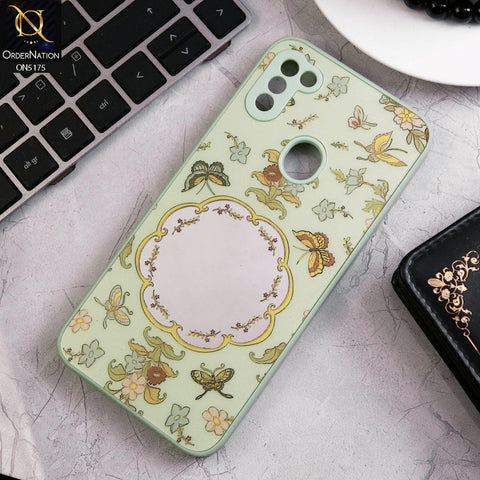 Samsung Galaxy M11 Cover - Green - Trendy Printed Spring Floral Design Mirror Soft Border Case With Camera Protection