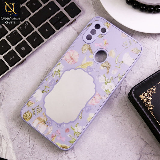 Samsung Galaxy M11 Cover - Purple - Trendy Printed Spring Floral Design Mirror Soft Border Case With Camera Protection