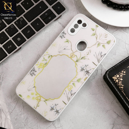 Samsung Galaxy M11 Cover - White - Trendy Printed Spring Floral Design Mirror Soft Border Case With Camera Protection