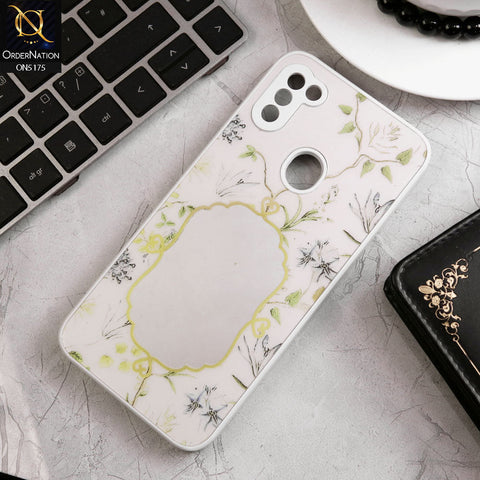 Samsung Galaxy A11 Cover - White - Trendy Printed Spring Floral Design Mirror Soft Border Case With Camera Protection