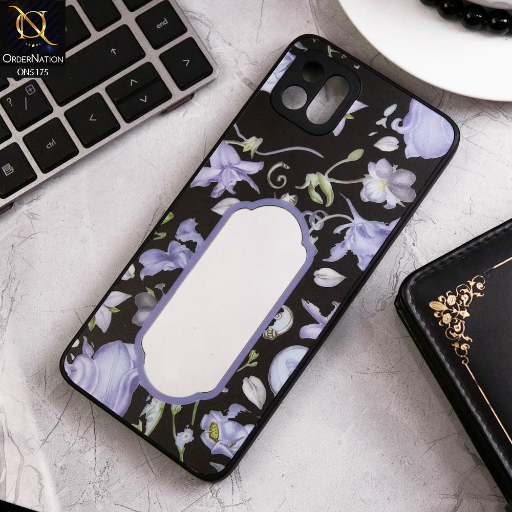 Oppo A16e Cover - Black - Trendy Printed Spring Floral Design Mirror Soft Border Case With Camera Protection