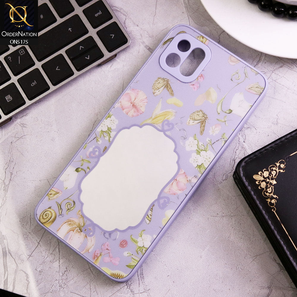 Oppo A16e Cover - Purple - Trendy Printed Spring Floral Design Mirror Soft Border Case With Camera Protection