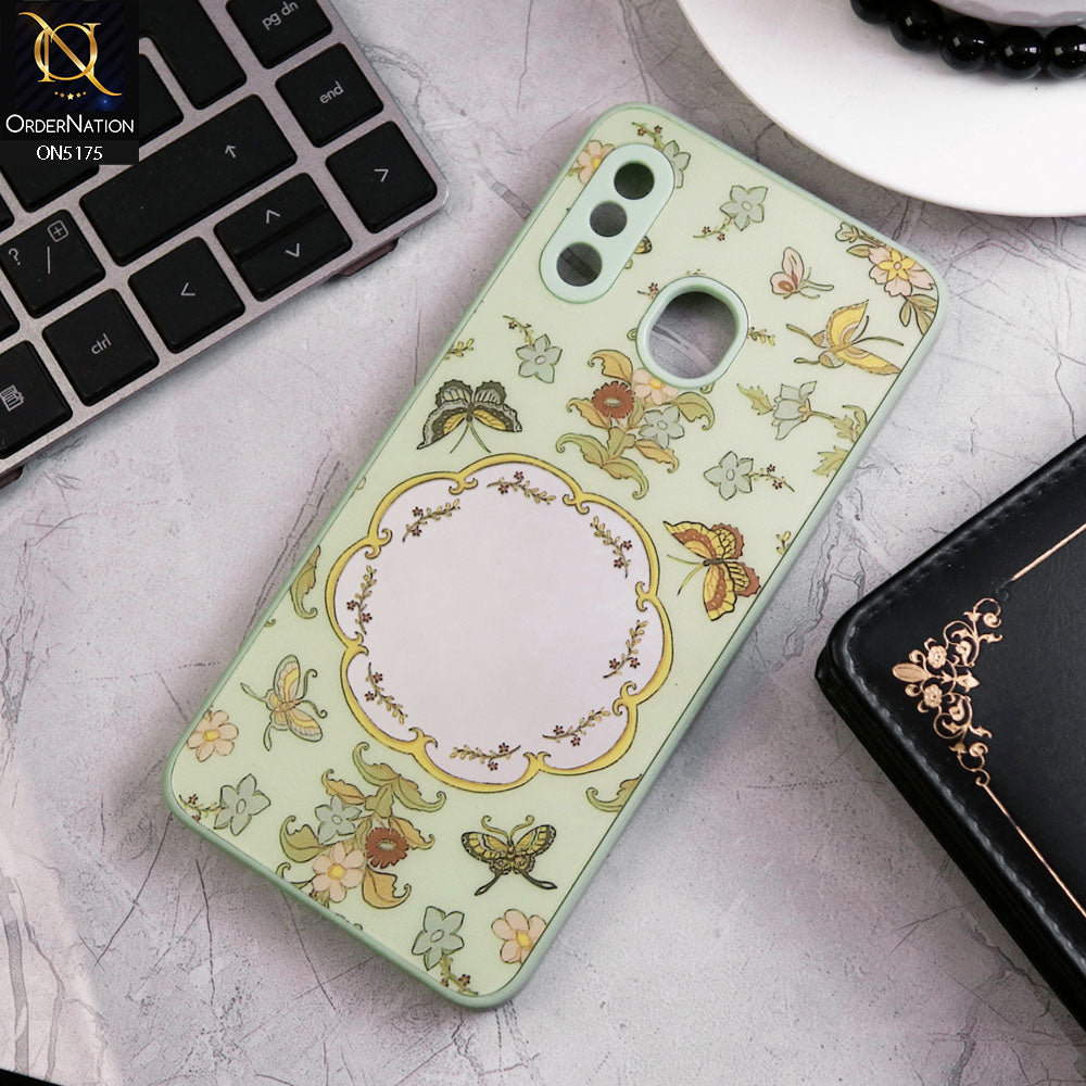 Samsung Galaxy M10s Cover - Green - Trendy Printed Spring Floral Design Mirror Soft Border Case With Camera Protection