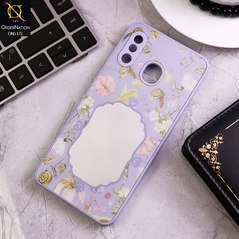 Samsung Galaxy M10s Cover - Purple - Trendy Printed Spring Floral Design Mirror Soft Border Case With Camera Protection