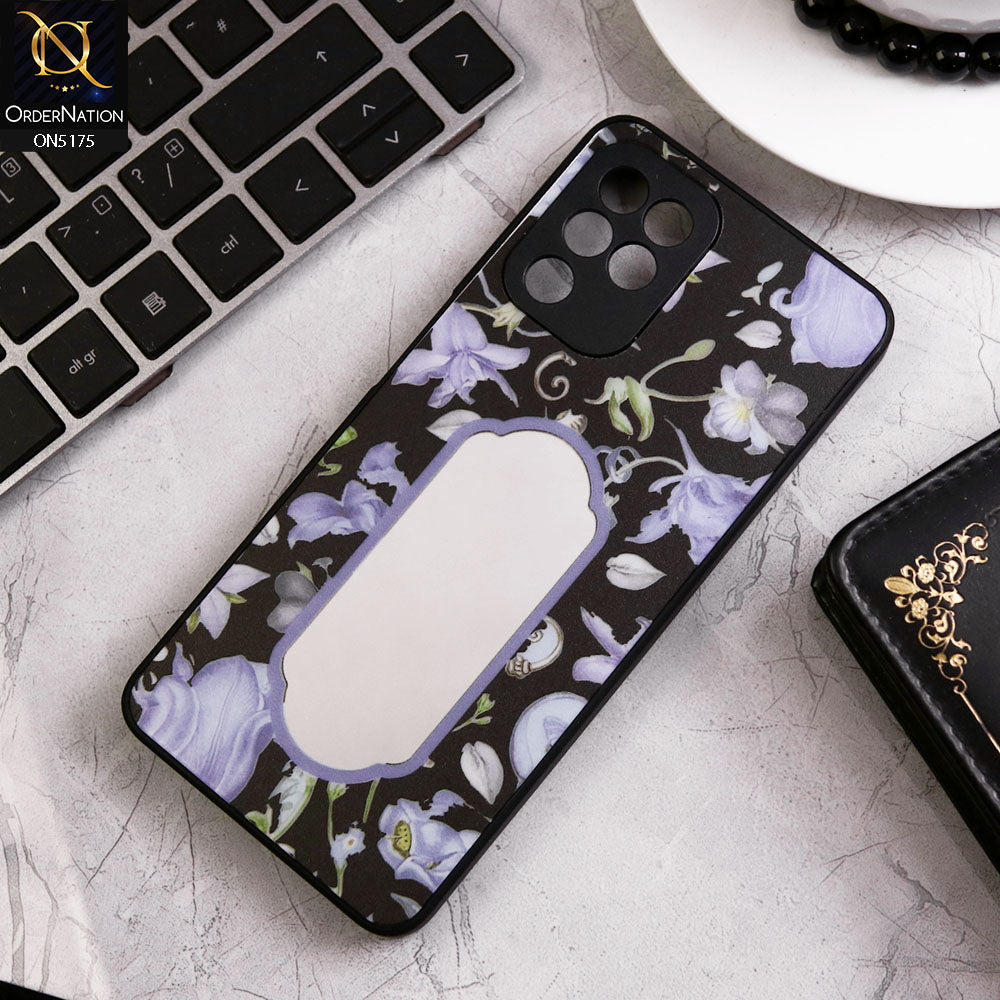 Samsung Galaxy M32 Cover - Black - Trendy Printed Spring Floral Design Mirror Soft Border Case With Camera Protection