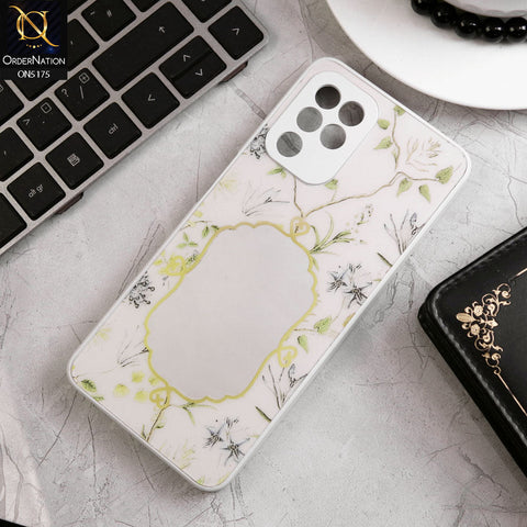 Samsung Galaxy M22 Cover - White - Trendy Printed Spring Floral Design Mirror Soft Border Case With Camera Protection