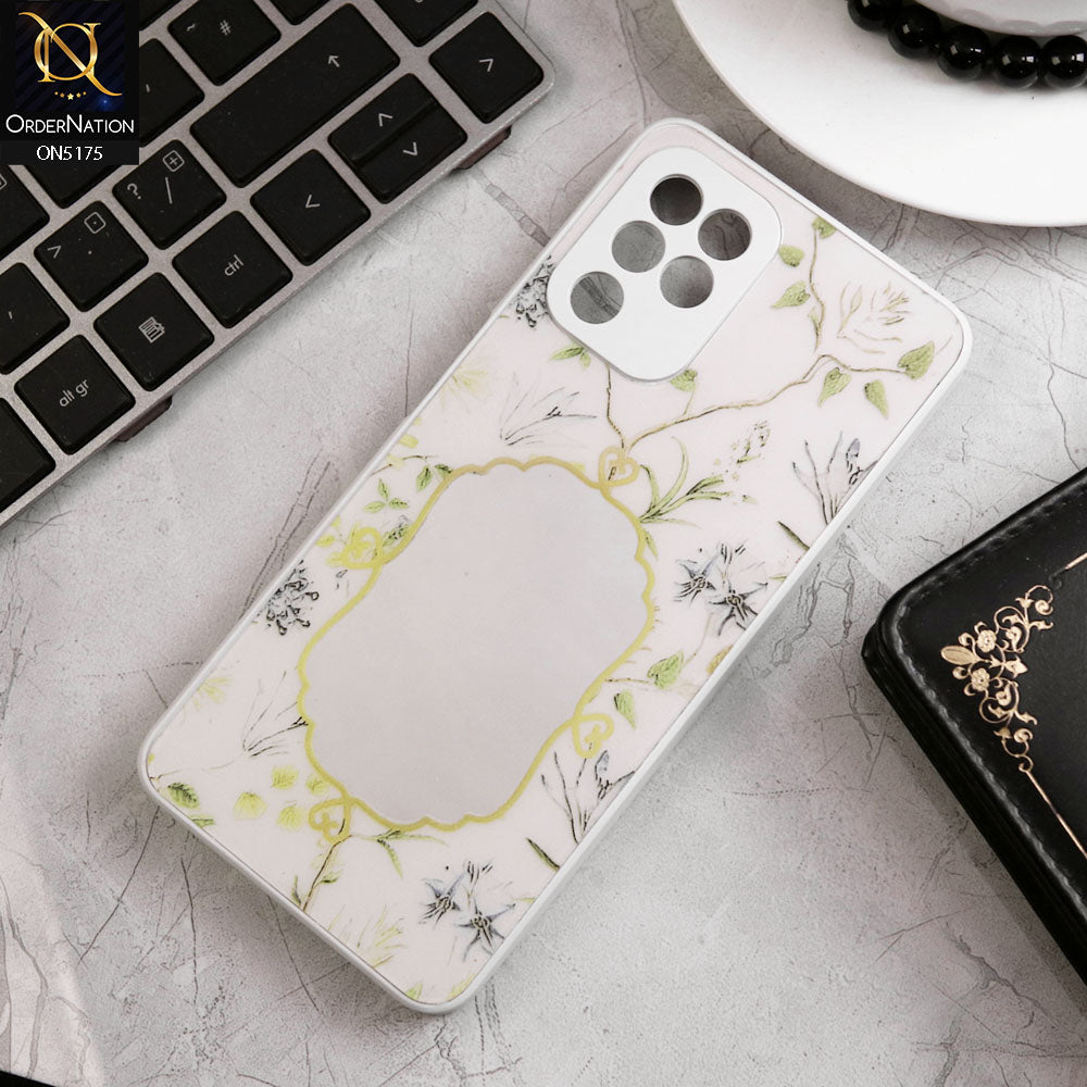 Samsung Galaxy A22 Cover - White - Trendy Printed Spring Floral Design Mirror Soft Border Case With Camera Protection