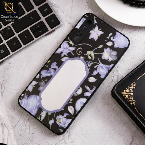 Samsung Galaxy A30s Cover - Black - Trendy Printed Spring Floral Design Mirror Soft Border Case With Camera Protection