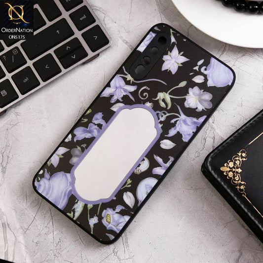 Samsung Galaxy A50s Cover - Black - Trendy Printed Spring Floral Design Mirror Soft Border Case With Camera Protection