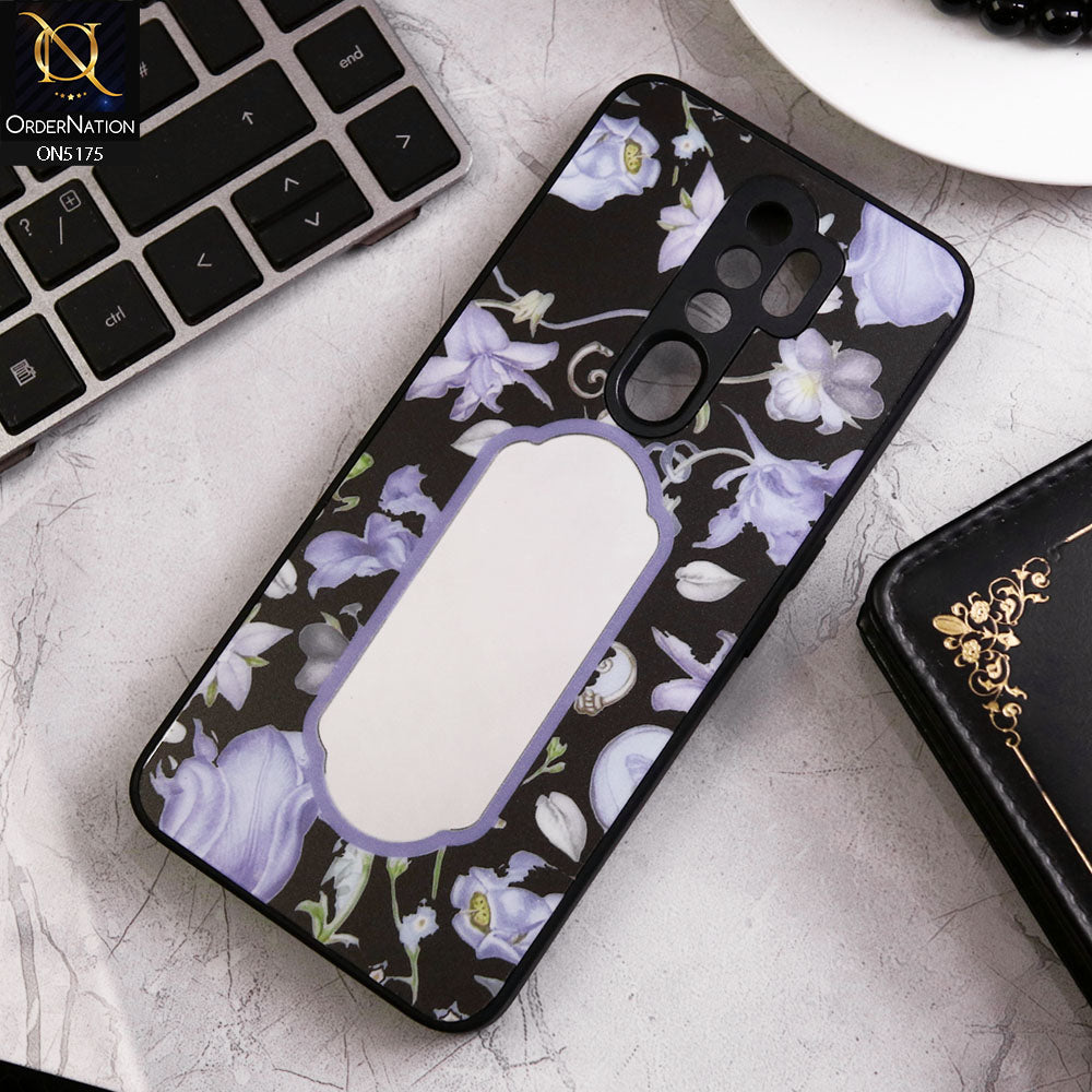 Oppo A5 2020 Cover - Black - Trendy Printed Spring Floral Design Mirror Soft Border Case With Camera Protection