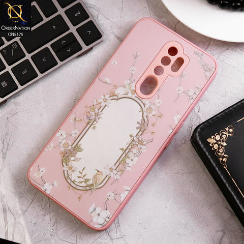 Oppo A5 2020 Cover - Pink - Trendy Printed Spring Floral Design Mirror Soft Border Case With Camera Protection