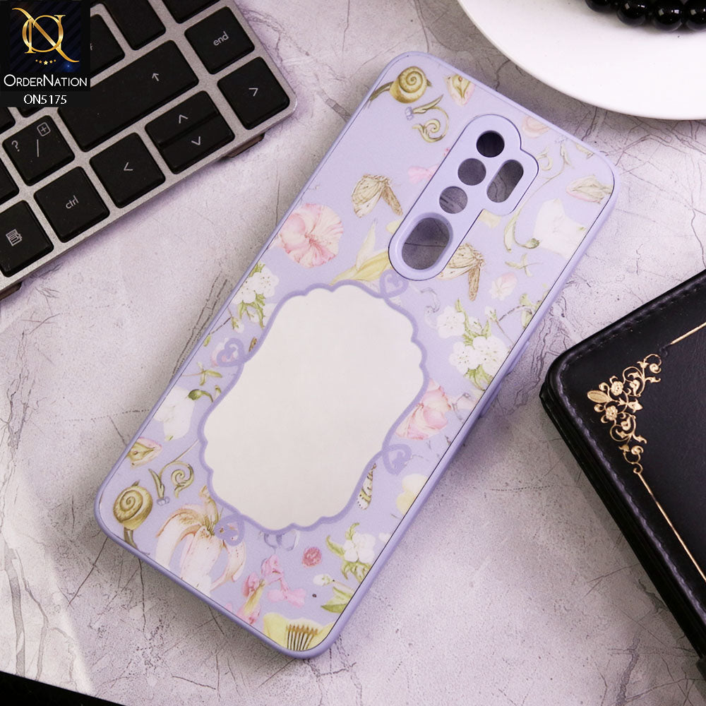 Oppo A5 2020 Cover - Purple - Trendy Printed Spring Floral Design Mirror Soft Border Case With Camera Protection