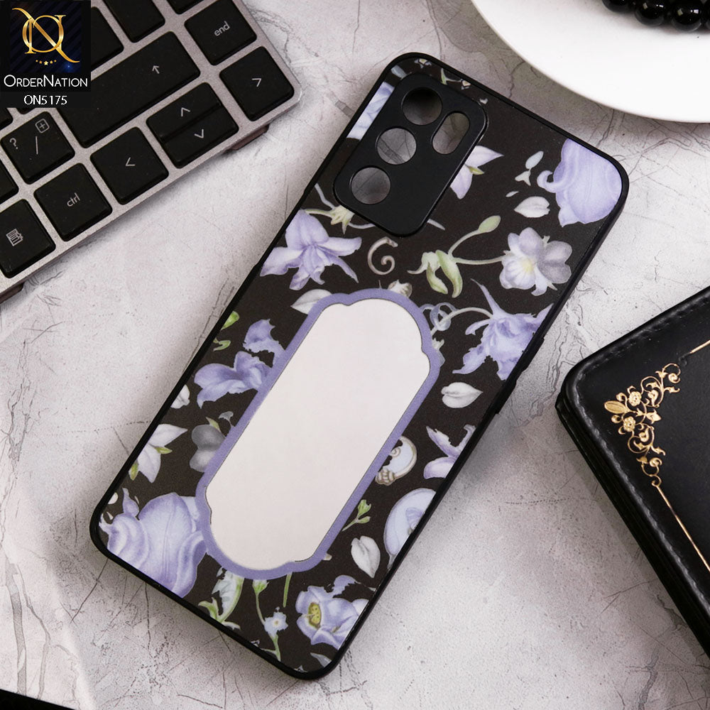 Oppo A55s Cover - Black - Trendy Printed Spring Floral Design Mirror Soft Border Case With Camera Protection