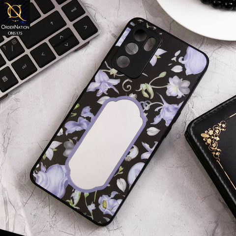 Oppo A16 Cover - Black - Trendy Printed Spring Floral Design Mirror Soft Border Case With Camera Protection