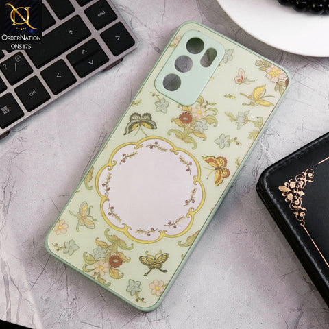 Oppo A55 5G Cover - Green - Trendy Printed Spring Floral Design Mirror Soft Border Case With Camera Protection