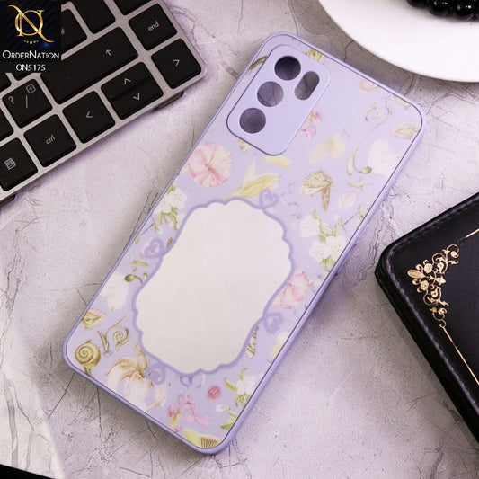 Oppo A55s Cover - Purple - Trendy Printed Spring Floral Design Mirror Soft Border Case With Camera Protection