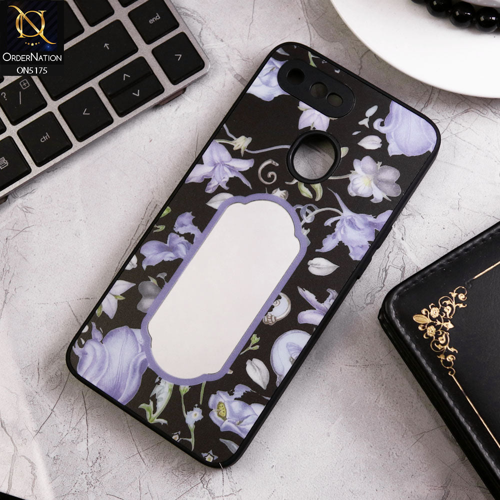 Oppo A12s Cover - Black - Trendy Printed Spring Floral Design Mirror Soft Border Case With Camera Protection