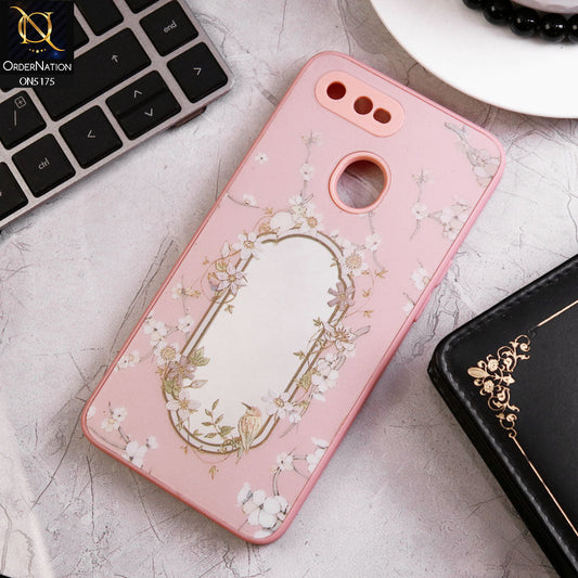 Oppo A12 Cover - Pink - Trendy Printed Spring Floral Design Mirror Soft Border Case With Camera Protection