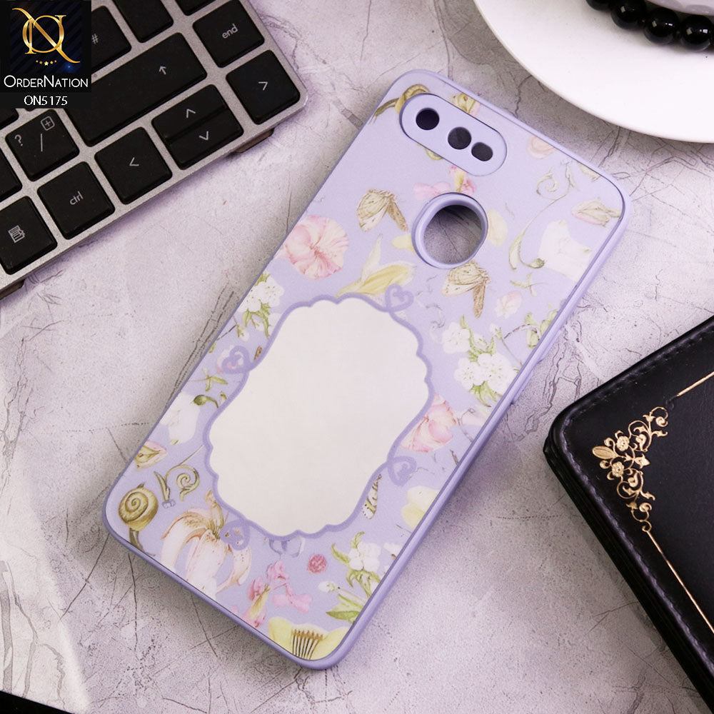 Oppo A12s Cover - Purple - Trendy Printed Spring Floral Design Mirror Soft Border Case With Camera Protection