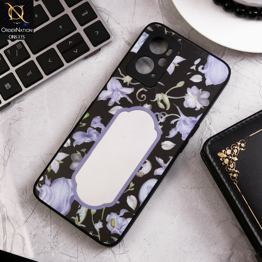 Realme 9i Cover - Black - Trendy Printed Spring Floral Design Mirror Soft Border Case With Camera Protection