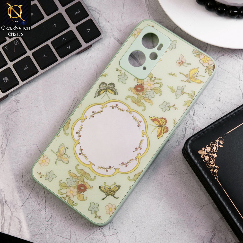 Oppo A76 Cover - Green - Trendy Printed Spring Floral Design Mirror Soft Border Case With Camera Protection