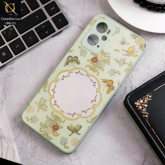 Oppo A76 Cover - Green - Trendy Printed Spring Floral Design Mirror Soft Border Case With Camera Protection