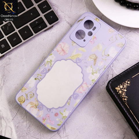 Oppo K10 Cover - Purple - Trendy Printed Spring Floral Design Mirror Soft Border Case With Camera Protection