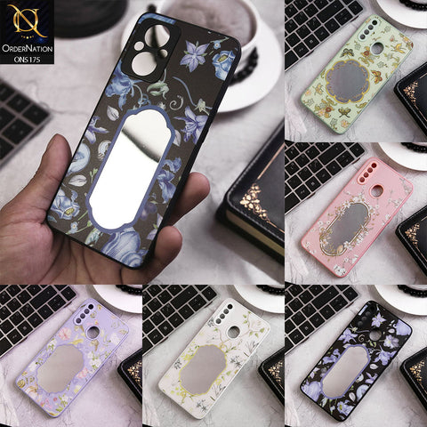 Oppo A55 5G Cover - Purple - Trendy Printed Spring Floral Design Mirror Soft Border Case With Camera Protection