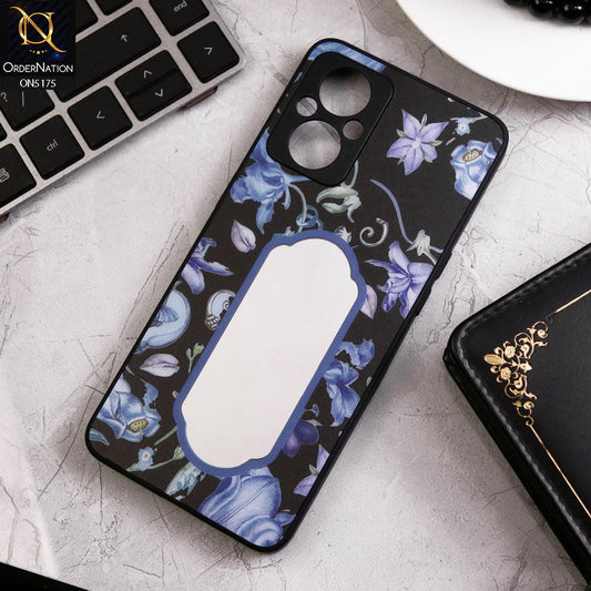 Oppo Reno 8 Lite Cover - Black - Trendy Printed Spring Floral Design Mirror Soft Border Case With Camera Protection