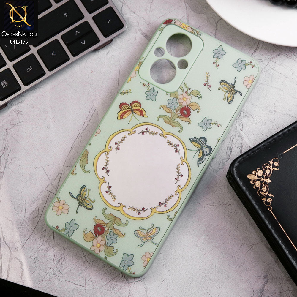 Oppo Reno 8 Lite Cover - Green - Trendy Printed Spring Floral Design Mirror Soft Border Case With Camera Protection