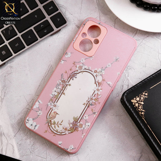 Oppo Reno 7 Lite Cover - Pink - Trendy Printed Spring Floral Design Mirror Soft Border Case With Camera Protection