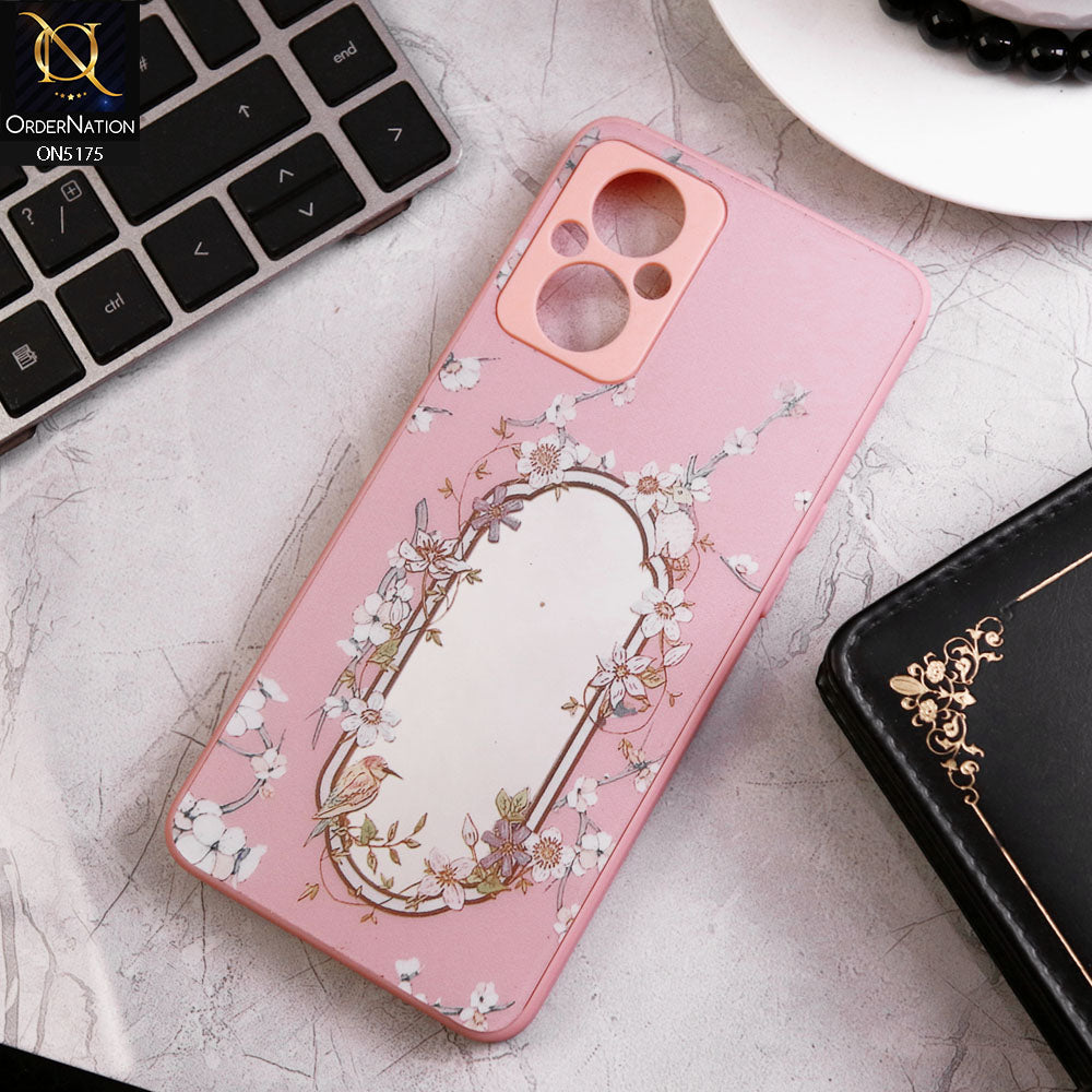 Oppo Reno 8 Z Cover - Pink - Trendy Printed Spring Floral Design Mirror Soft Border Case With Camera Protection