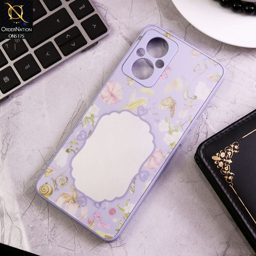 Oppo Reno 8 Lite Cover - Purple - Trendy Printed Spring Floral Design Mirror Soft Border Case With Camera Protection