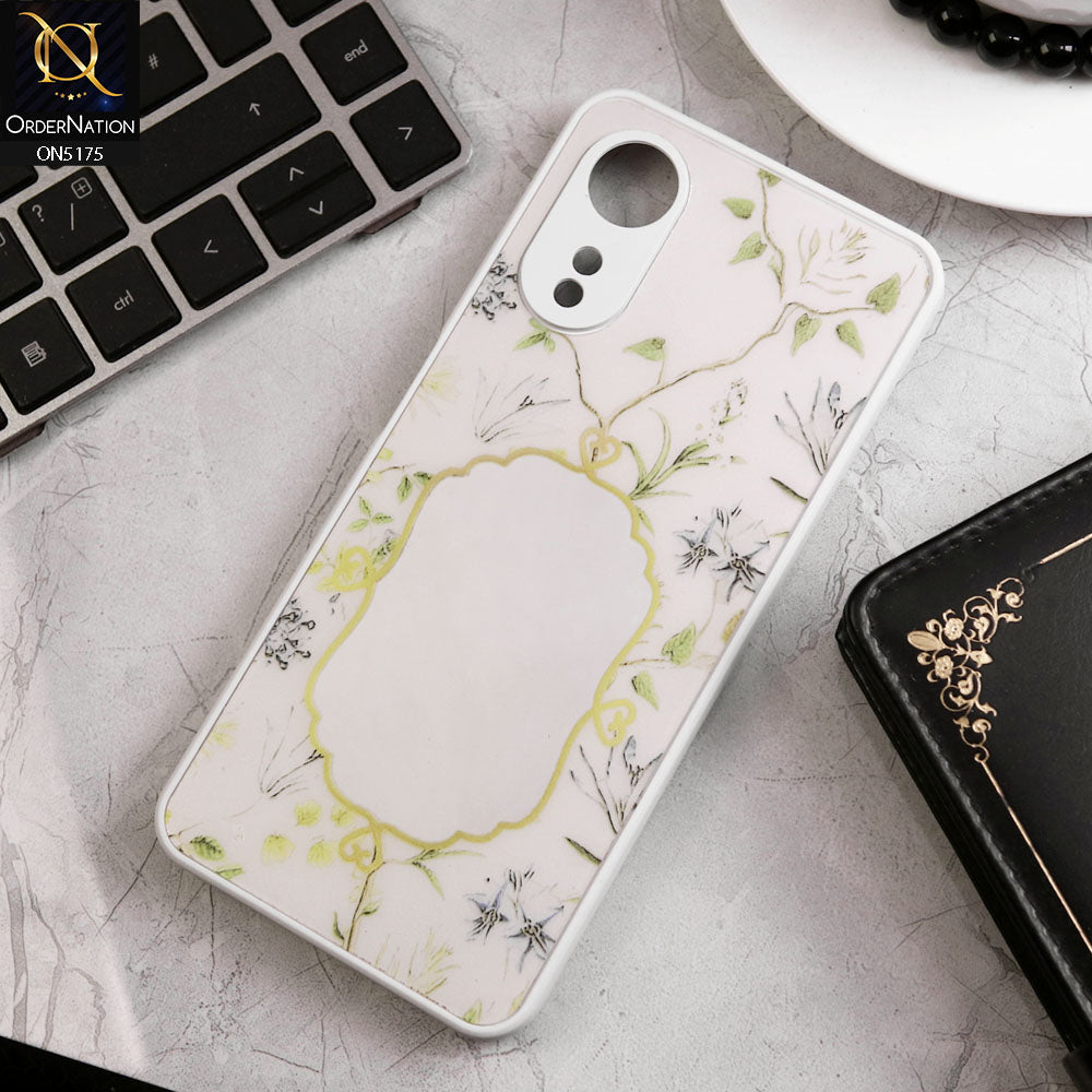 Oppo A17 Cover - White - Trendy Printed Spring Floral Design Mirror Soft Border Case With Camera Protection