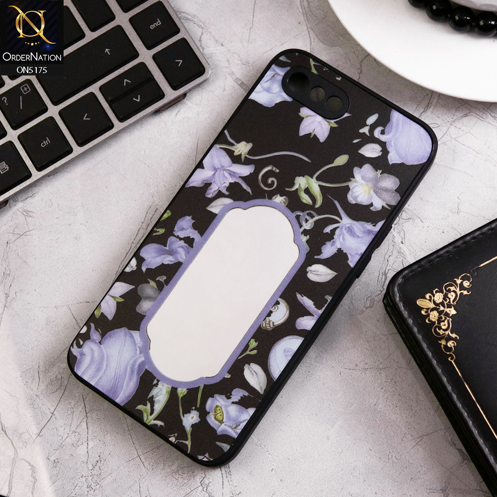 Oppo A1K Cover - Black - Trendy Printed Spring Floral Design Mirror Soft Border Case With Camera Protection