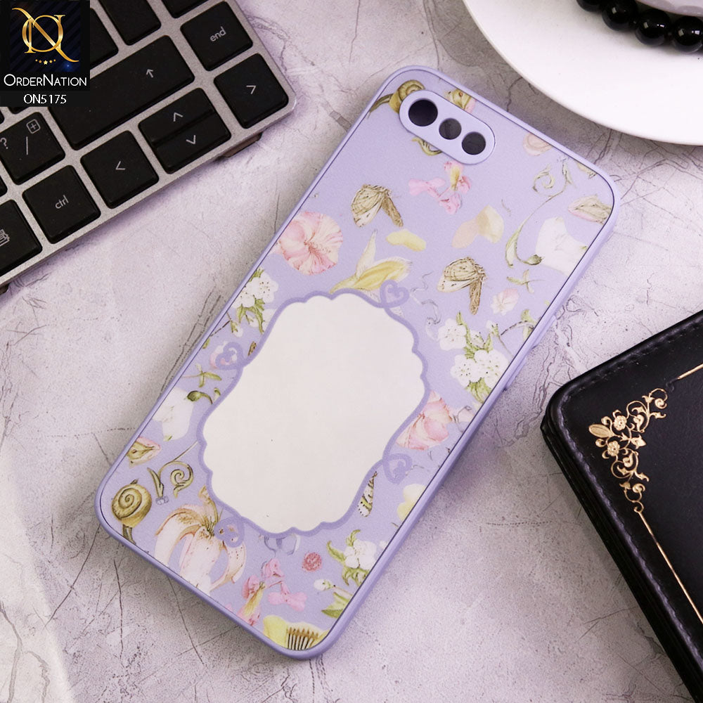 Oppo A1K Cover - Purple - Trendy Printed Spring Floral Design Mirror Soft Border Case With Camera Protection