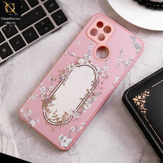 Oppo A35 Cover - Pink - Trendy Printed Spring Floral Design Mirror Soft Border Case With Camera Protection